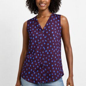 Banana Republic Sleeveless Purple & Blue Dot Blouse, XS
